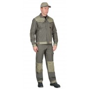 Костюм " Вест-Ворк" куртка,брюки т.оливковый со св.оливковым пл. 275 г/кв.м