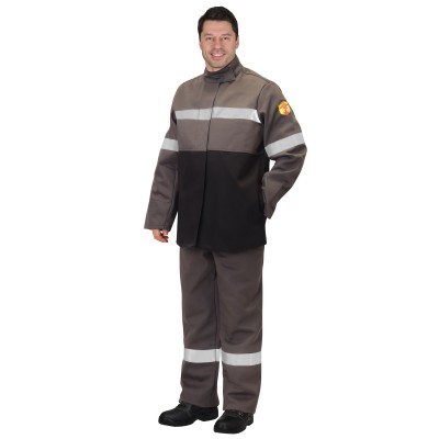 Костюм сварщика " СФИНКС" летний: куртка, брюки, серый с черным и СОП 50 мм Костюм сварщика " СФИНКС" летний: куртка, брюки, серый с черным и СОП 50 мм