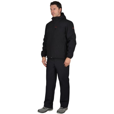 Костюм " Азов" с капюшоном черный софтшелл пл 350 г/кв.м Костюм " Азов" с капюшоном черный софтшелл пл 350 г/кв.м