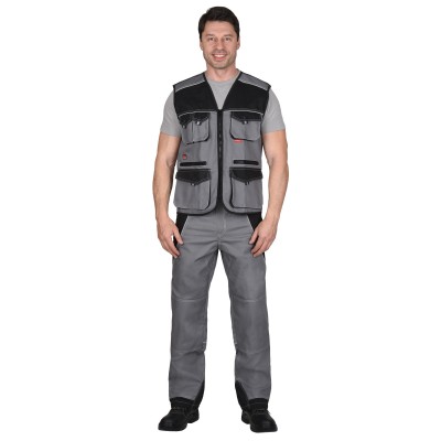 Жилет " Пекин" серый с черным пл. 275 г/кв.м Жилет " Пекин" серый с черным пл. 275 г/кв.м