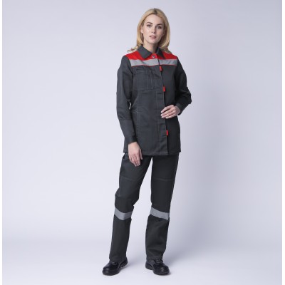 Костюм женский Весна-2 СОП NEW (тк.Смесовая,210) п/к, т.серый/красный Костюм женский Весна-2 СОП NEW (тк.Смесовая,210) п/к, т.серый/красный