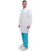 Халат мужской №502 (тк.ТиСи) DoctorBIG, белый/серый (0/34)
