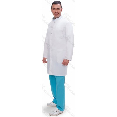 Халат мужской №502 (тк.ТиСи) DoctorBIG, белый/серый (0/34) Халат мужской №502 (тк.ТиСи) DoctorBIG, белый/серый (0/34)