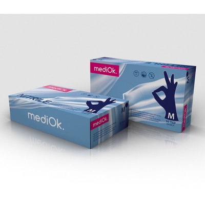 Перчатки MediOk™ нитриловые 3,5гр. (50 пар), черничный Перчатки MediOk™ нитриловые 3,5гр. (50 пар), черничный