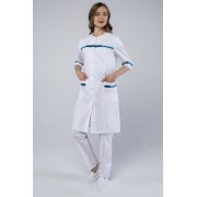 Халат женский Лотос (тк.ТиСи), белый/голубой