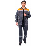 Костюм Партнер NEW (тк.Смесовая,210) брюки, т.серый/оранжевый