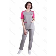 Костюм женский №460 (тк.ТиСи) DoctorBIG, серый/фуксия (34/7/34)